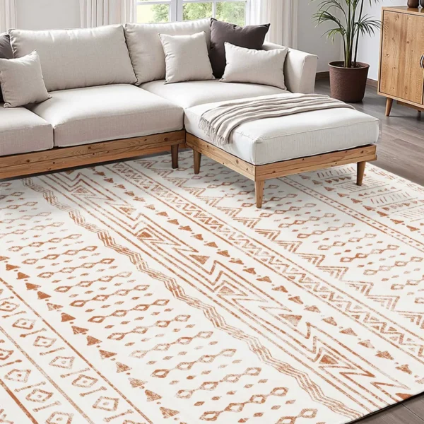 VEVOR Area Rug, 5 x 8 ft Large Washable Rug, Non-Slip and Tear-Resistant Soft Carpet, Pet & Child Friendly Modern Area Rugs, Indoor Mat for Bedroom, Office, Living Room, Kids Room, Entryway, Beige